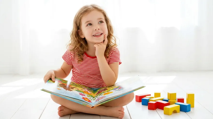 Merakla kitap okuyan çocuk